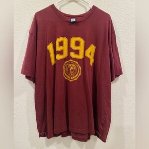 Old Navy Maroon 1994 Reissue Tee with Gold Bear Graphic